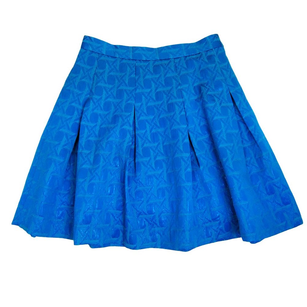 Kirna Zabete Metallic Jacquard Full A-Line Party Skirt Teal Women's Size 8